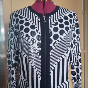 Joseph Ribkoff black and white blazer sparkly sequin jacket